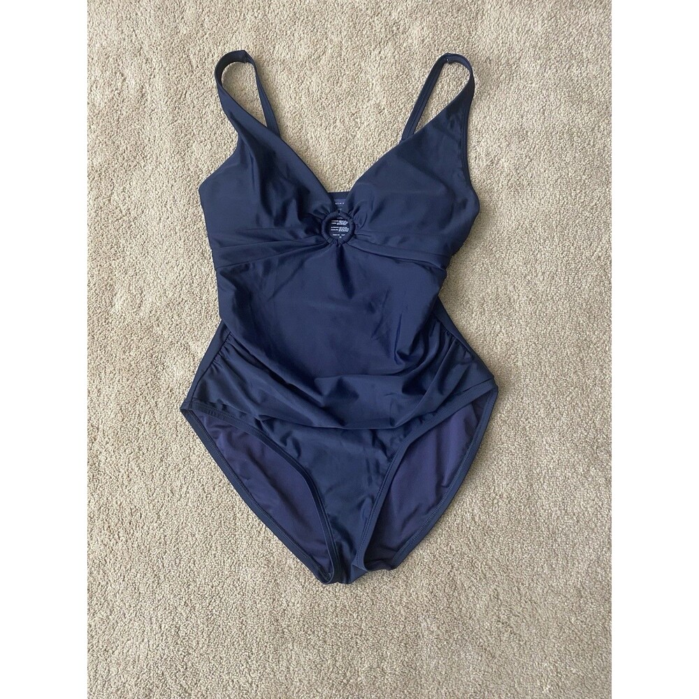 Tommy Hillfiger Classic Nautical Style Navy Blue One Piece Swimsuit Size 12
